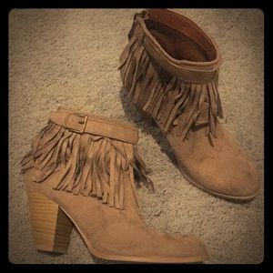 Suede fringe booties (never worn)